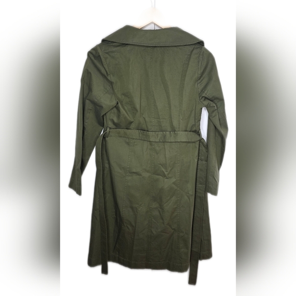 Blue Sky Waxed Cotton Forest Green Coat. Button Down, Belted, Small, - Picture 13 of 14